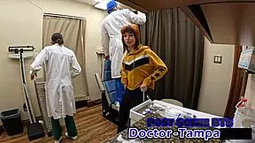 Ditria Rose undergoes her first gynecological examination with Dr. Tampa in a hospital setting, focusing on patient care and close-up details.