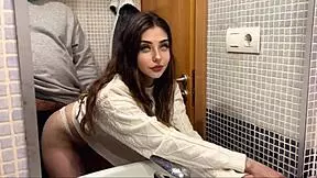 hard sex with boss in bathroom gets fully recorded, so horny