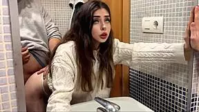 hard sex with boss in bathroom gets fully recorded, so horny