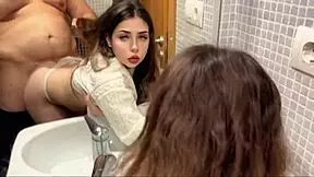 hard sex with boss in bathroom gets fully recorded, so horny