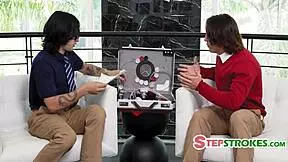 We are watching step dad fuck our step sisters in this Inception parody threesome.