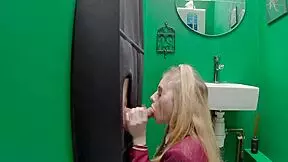 gloryhole teen 18+ in uniform swallows cum after sucking cock