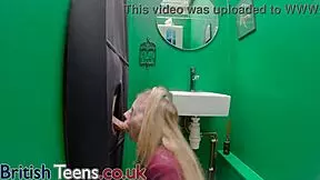 gloryhole teen 18+ in uniform swallows cum after sucking cock