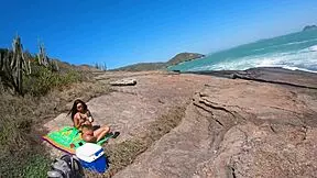 i'm peeing and having sex on the beach with that teen's big pussy lips, part 1