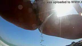 i'm peeing and having sex on the beach with that teen's big pussy lips, part 1