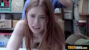 Cute Redhead Shoplifter Caught And Punished Rough!