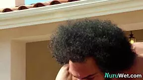 lovely busty blonde pours nuru gel on naked sexy body and fucks client - lacey jayne james angel