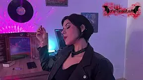 nana in cosplay deep throats monster cock before riding it, contrasting humiliation with pleasure.