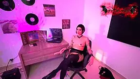 nana in cosplay deep throats monster cock before riding it, contrasting humiliation with pleasure.