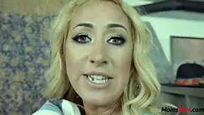 The busty blonde stepmom takes on her role as my personal maid, handling every task with care.