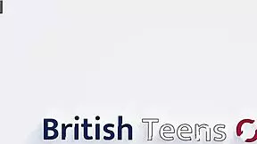 British 19-year-old gives oily handjob to older boyfriend on couch, leading to cum-covered orgasm and fucking.