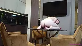 A pale teen shows her big ass and pink pussy while masturbating with fingering