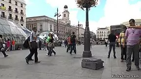 Petite spanish woman punished in outdoor bdsm group scene