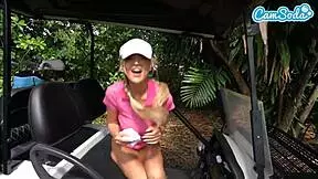 Big tits teen 18+ golfer caught masturbating in public on golf course