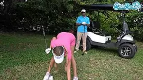 Big tits teen 18+ golfer caught masturbating in public on golf course