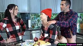 familyorgasm - step dad drops crumbs to attract his sweetheart stepdaughter