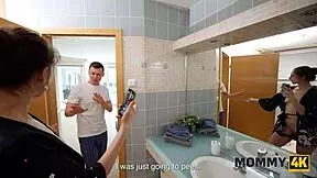 Czech mature Janet Alfano fucks young cock after hot shower in bathroom seduction