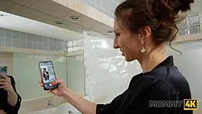 Czech mature Janet Alfano fucks young cock after hot shower in bathroom seduction