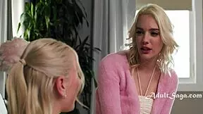 What happens when a dominating les teen 18+ straps on and takes control of her study partner in classroom session?