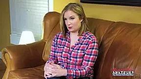 Busty blonde Lottie Peers sucks a cock and gets her pussy deeply fucked