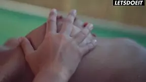 ukrainian horny teen dives into pussy of babe bff at pool