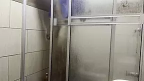 i get spied on while masturbating with my cousin's panties in the bathroom, it's so thrilling!