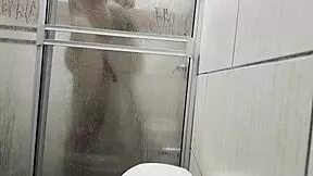 i get spied on while masturbating with my cousin's panties in the bathroom, it's so thrilling!