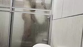 i get spied on while masturbating with my cousin's panties in the bathroom, it's so thrilling!