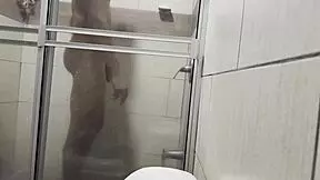 i get spied on while masturbating with my cousin's panties in the bathroom, it's so thrilling!