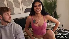 Holy muscle jock fucks petite ebony black teen in interracial doggystyle with big cock.