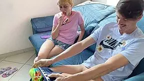 Bouncing on that thick cock until swallowing every drop of cum from the hung guy in sheer and red