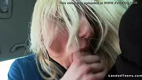 hitchhiker teen fucks huge dick in car while blonde couple enjoys outdoor monster cock action 😏🚗
