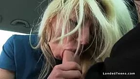 hitchhiker teen fucks huge dick in car while blonde couple enjoys outdoor monster cock action 😏🚗