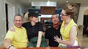 Blonde teen 18+ interacts with stepdad