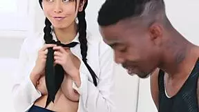 hey, check out this asian teen handling a massive bbc in her throat like a pro