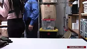 Will This Hairy Teen Shoplifter Escape the LP Officer's Rough Office Fucking and Big Tits Oral?