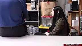 Will This Hairy Teen Shoplifter Escape the LP Officer's Rough Office Fucking and Big Tits Oral?