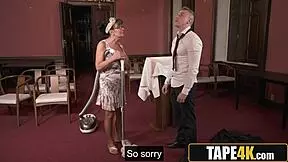 kinky big tits gilf cleaner comforts the heartbroken groom with natural boobs