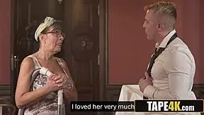 kinky big tits gilf cleaner comforts the heartbroken groom with natural boobs