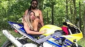 Can Don Whoe Bend Nina Rivera Over Motorcycle for Wild Ebony Riding?