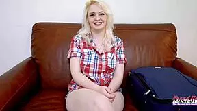 annie archer starts with fingering her hairy pussy, then gets pounded and swallows cum.