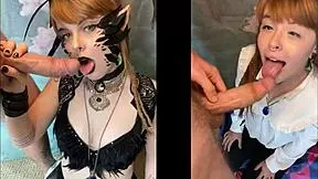 in this steamy scene, goth cosplayer olivia jarden teases and deepthroats her photographers massive cock with sloppy gagging