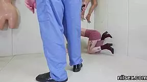 Wacky teen was brought into the asylum for some really awkward treatment sessions.