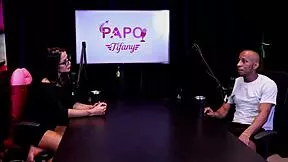 Submissive beautiful amateurs in a gangbang scene with black guys, domination, and dirty talk during an outdoor public interview casting