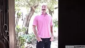 Big cock guy contrasts outdoor anal with his stepson's petite small tits girlfriend.