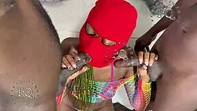 Watch this teen take on her stepbrother and stepdad's cocks in wild threesome action! She licks balls and gets fucked hard until cumshots cover her.