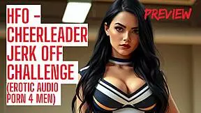 In this narrative, a cheerleader guides you through an intense jerk off contest. She builds up the excitement until you cum hard in the audio porn game.