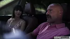 Big cock guy contrasts outdoor anal with his stepson's petite small tits girlfriend.