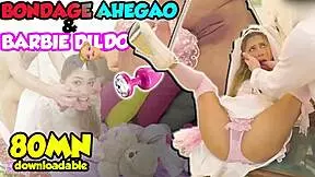 Bondage session with B Nicols includes facial slaps and barbie doll dildo