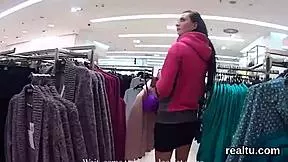 hey this cute czech girl gets seduced in the mall stripped with clothes ripped then rides hard in pov amateur action